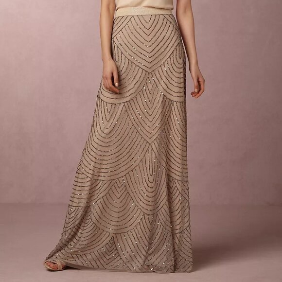Anthropologie Adrianna Papell Breanna Beaded Skirt 0